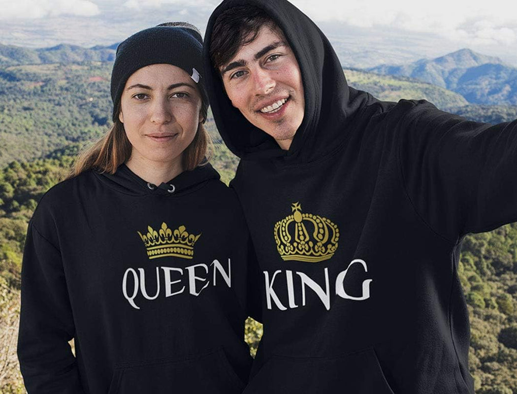 KING & QUEEN Matching Couple Hoodie Set Valentine'S Day Gift His & Hers Hoodies