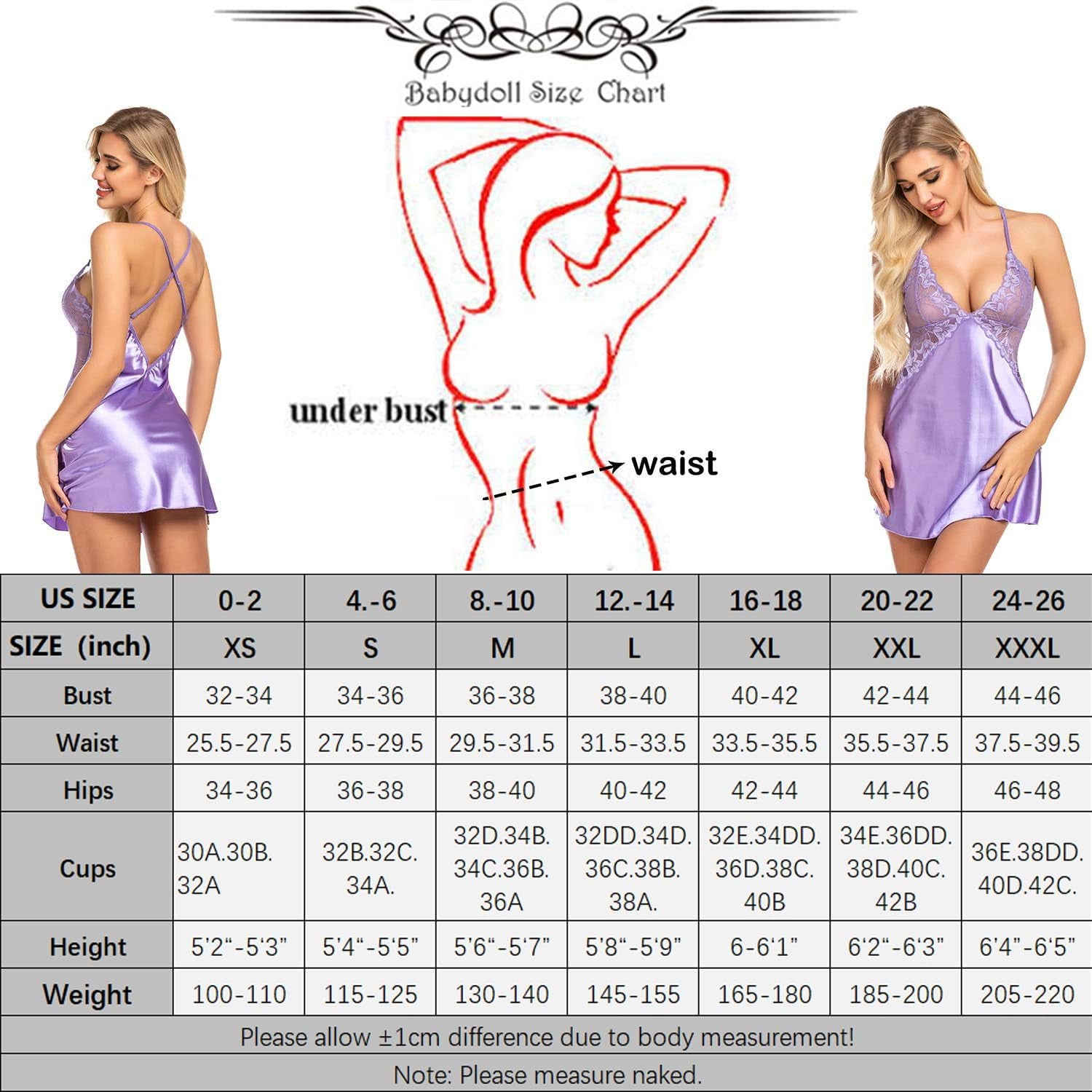 Women Lingerie V Neck Nightwear Satin Sleepwear Lace Chemise Mini Teddy